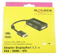 ADAPTER DISPLAYPORT 1.1 STECKER > VGA  HDMI  DVI BUCHSE PA 62656